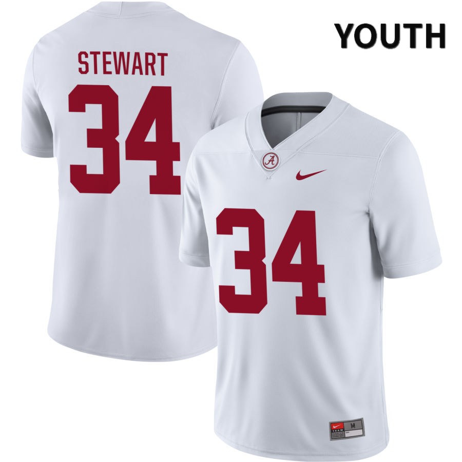 Alabama Crimson Tide Youth Mekiel Stewart #34 NIL White 2022 NCAA Authentic Stitched College Football Jersey UR16N52KE
